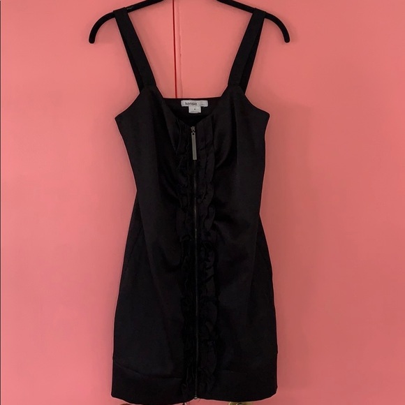 Kensie LBD little black dress zipper front ruffles - Picture 1 of 6